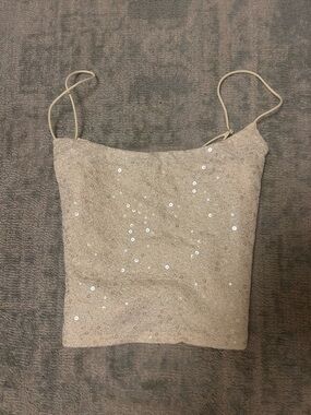 Edikted Champagne Sparkly Sequin Tank Top